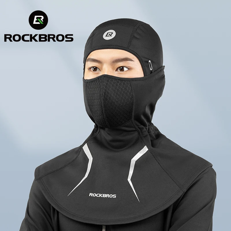 ROCKBROS Bicycle Mask Removable Thermal Headgear Balaclava Winter Neck Head Warmer Breathable Ski Eyeglasses Hole Face Cover