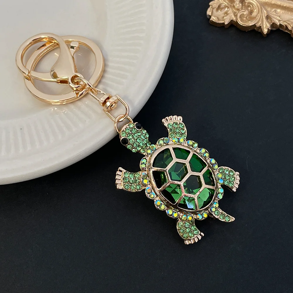 Cute Rhinestone Crystal Little tail turtle Keychain tortoise Key Chain Key Ring Holder Pendant Keyring