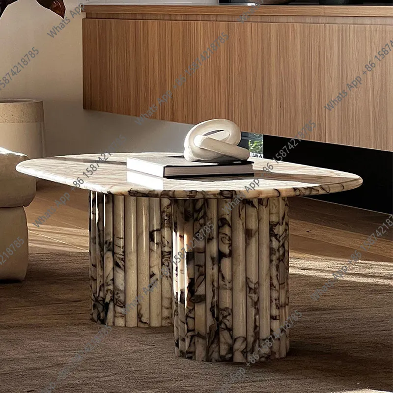 

Natural marble coffee table designer modern simple living room home coffee table Italian light luxury art tea table