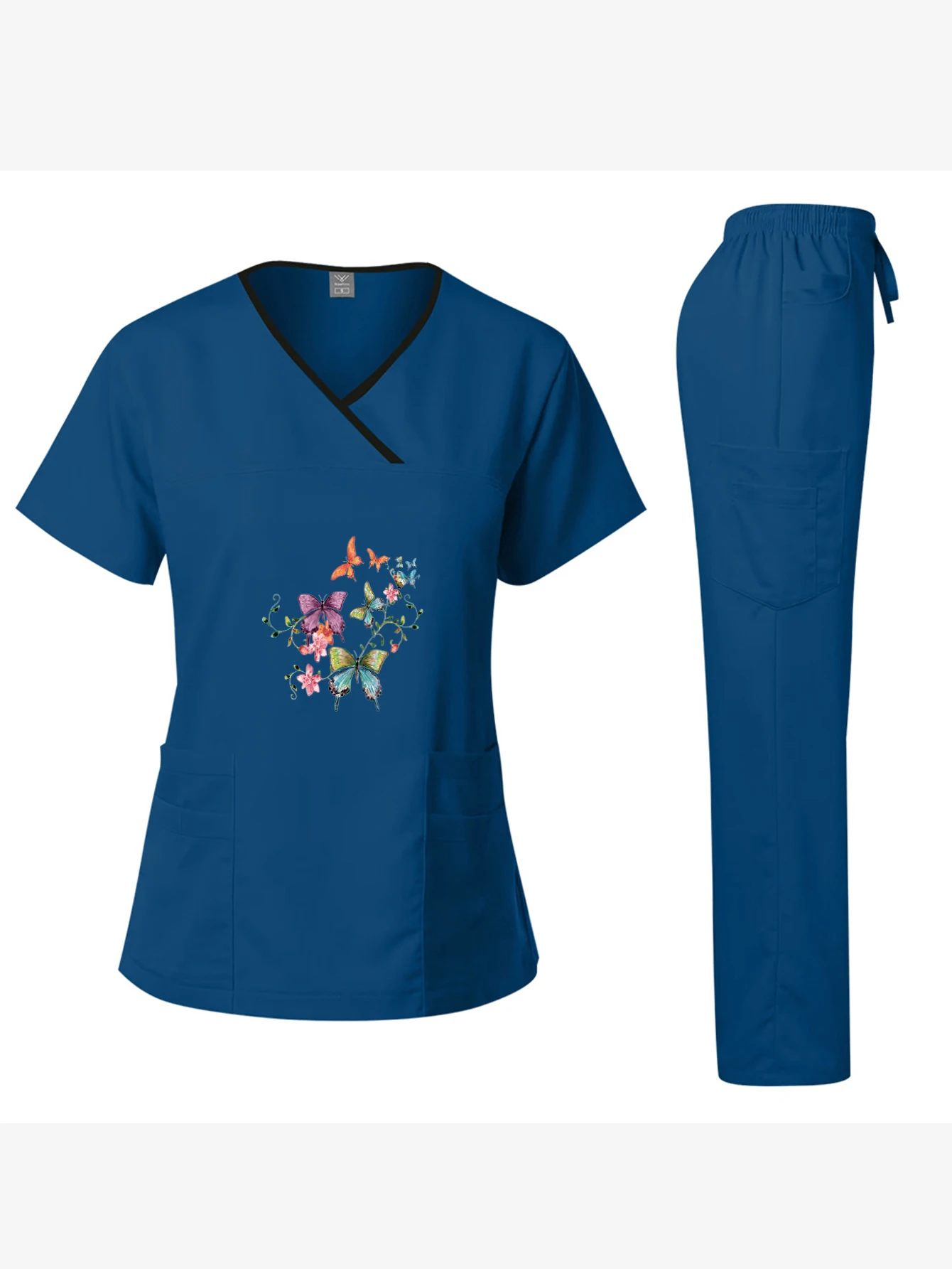 Custom Printed Scrub Set for Women Short Sleeve Surgical Gown Dental Clinic Doctor Nurse Medical Uniform