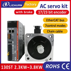 Lichuan EtherCAT 2.3KW servo motor with brake 3.8KW servo motor with braking 15Nm with servo driver 1phase AC220V 30A /50A