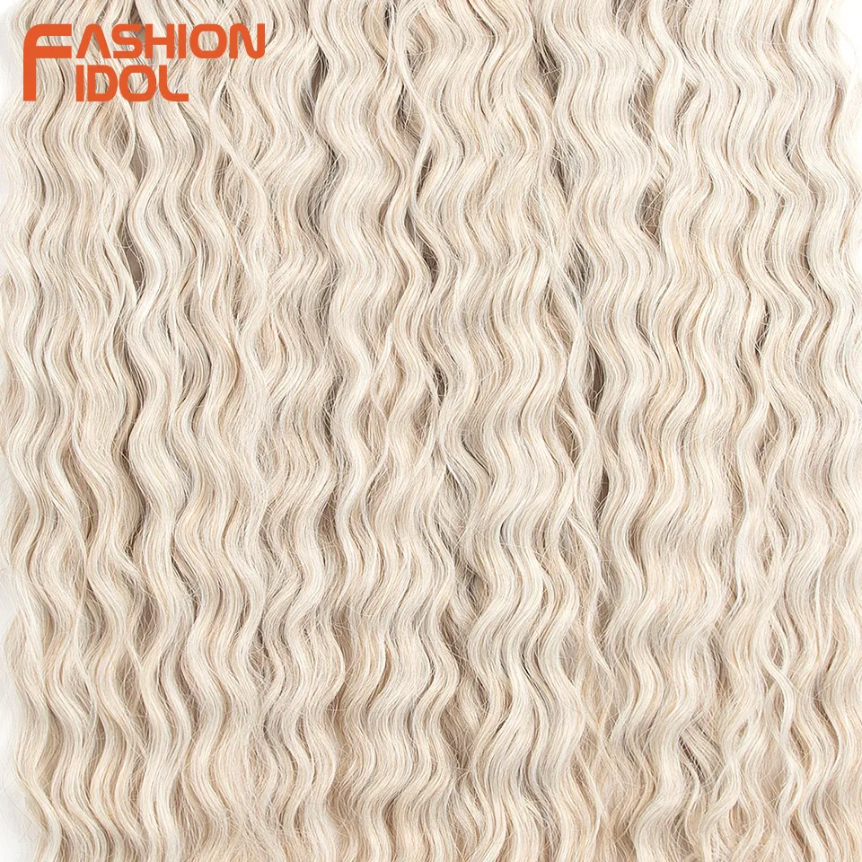 FASHION IDOL Ariel Twist Crochet Hair Synthetic 22 Inch 300g 3 Bundles Water Wave Hair Extensions Ombre Blonde Braid Curly Hair