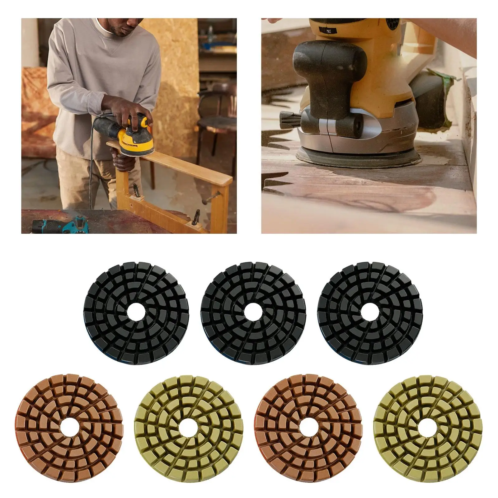 

Diamond Polishing Pads 4 inch Grinding Discs Easy to Install Replacement Sanding Pad suits Grinder Polisher for Granite Stone