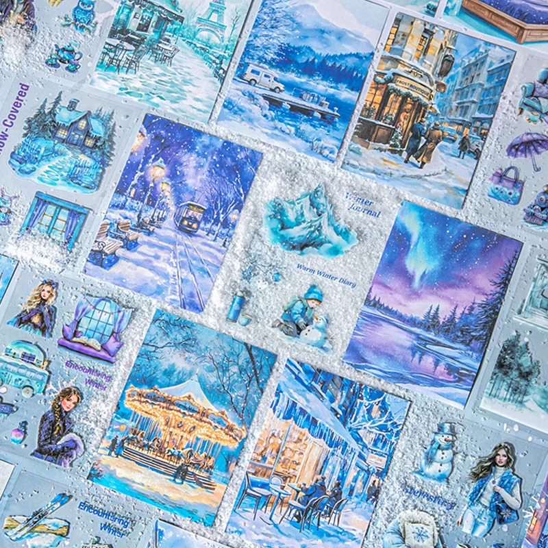 1 Bag Snow Country Fantasy Winter Theme Sticker Book Snowy Atmosphere Scene Materials Planner Diary Album Collage Decor Mr.Paper