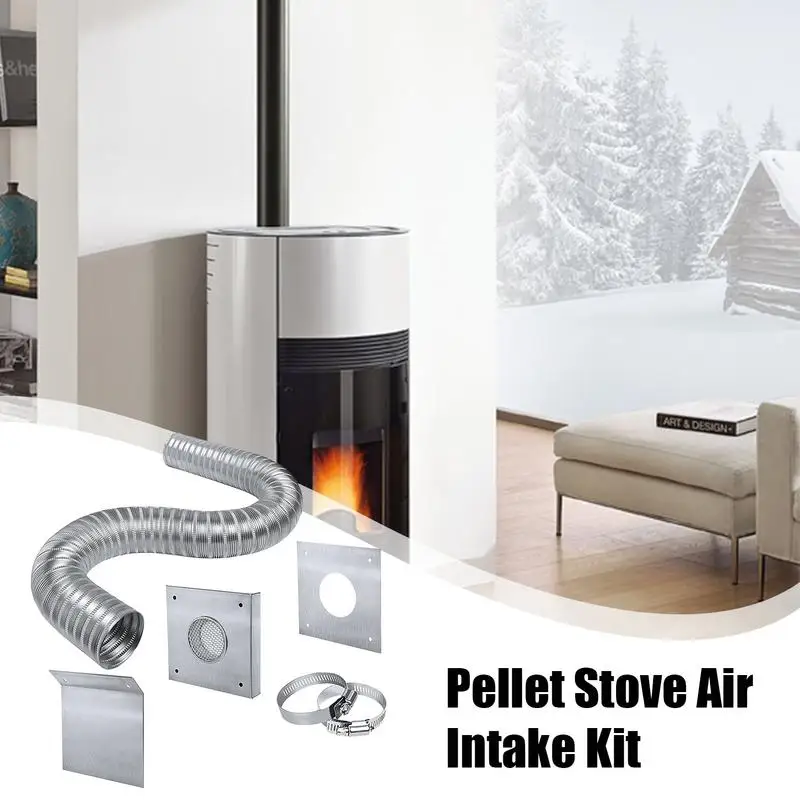 Outside Air Kit For Stove Pellet Stove Pipe Kit Vent Air Intake Kit 2x60inches Flexible Aluminum Pipe Stove Accessories With