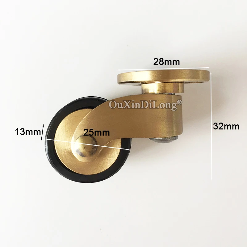 4PCS 1'' Solid Brass+Rubber Silent Casters Wheels Tea Table Chair Sofa Cabinet Furniture Casters 360° Swivel Furniture Rollers