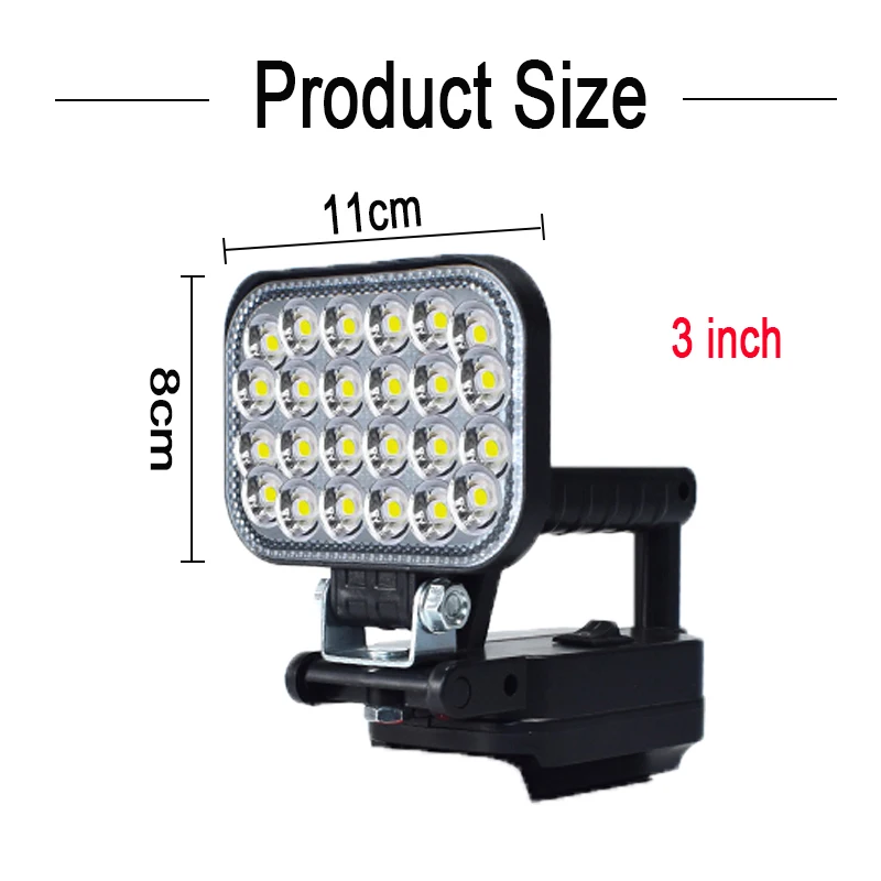 مصباح ليد لبطارية ماكيتا 3 في الأضواء المحمولة اللاسلكية في الهواء الطلق العمل الصيد أضواء أداة الطوارئ المحمولة لا بطارية