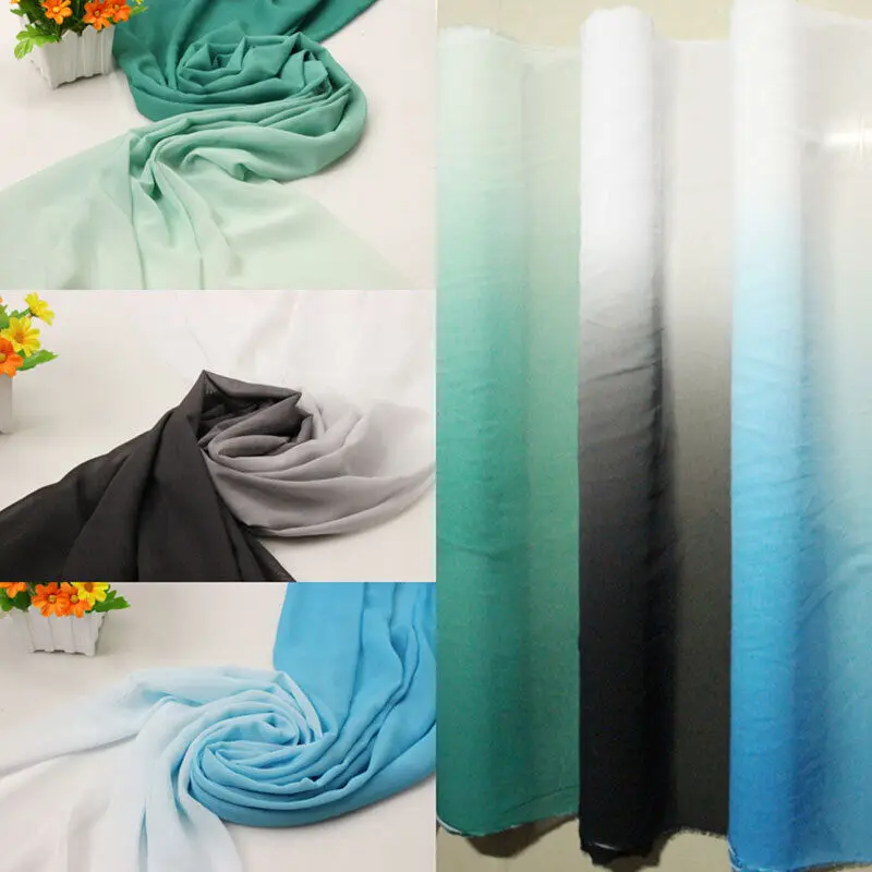 100x150cm Gradient Color Shade Fabric Summer DIY Dance Costume Dress 100D Chiffon 2 Tone Material Clothing Accessories