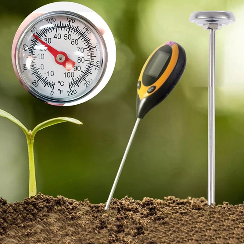 Stainless Steel Soil Thermometer 127mm Stem Display 0-100 Degrees Celsius Range