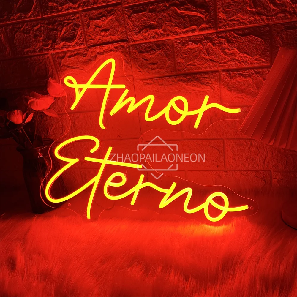 

Amor Eterno Neon Led Signs Home Art Bedroom Wedding Decoration Spanish LED Neon Lights USB Party Room Wall Decor Neon Signs