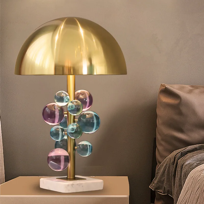 Crystal Table Lamp Creative Designer Globo Table Lamp Romanti Colorful Glass Ball Lamp for Living Room Bedroom Reading Lamp