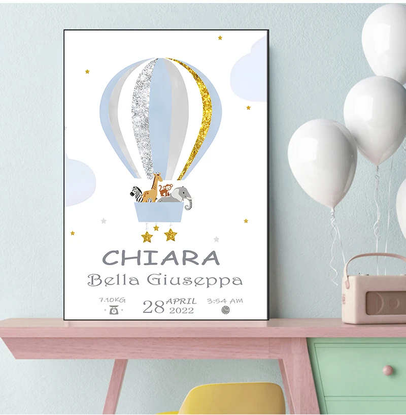 HD Print Custom Name Birth Poster for Girl Nursery Canvas Painting Artwork Wall Art Picture Mother Room Decor Baby Shower Gif