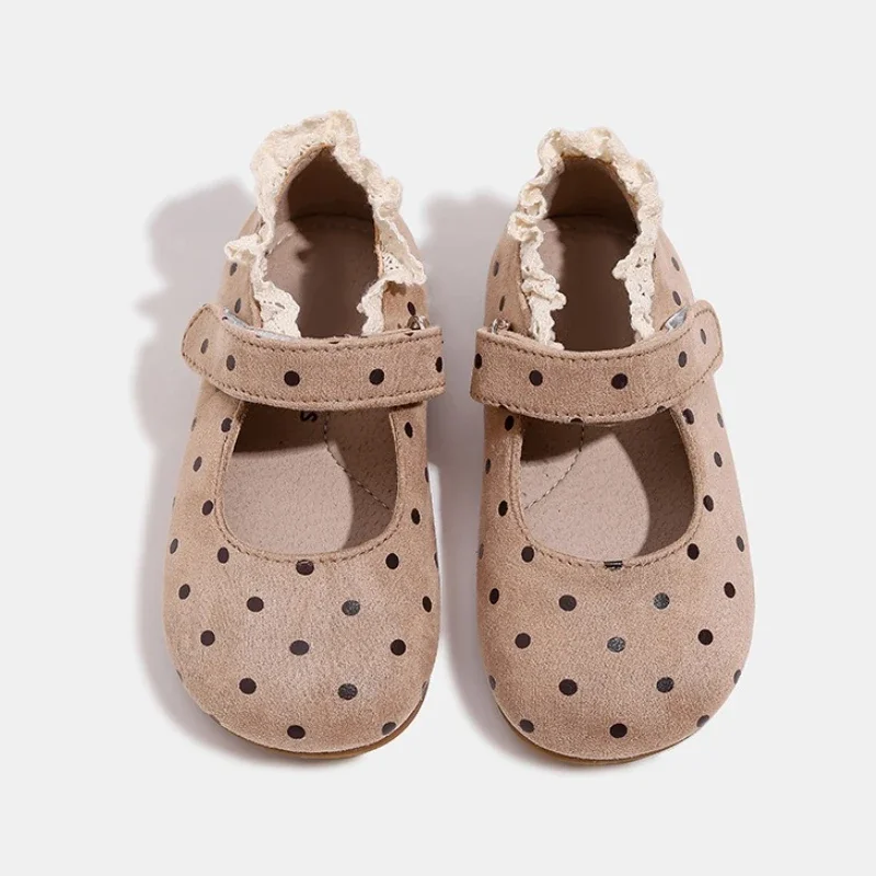 

Girls' Leather Shoes 2025 Spring New Children's Round Dot Breathable Flat Shoes Soft Sole Anti Slip Baby Girl's Casual Shoes