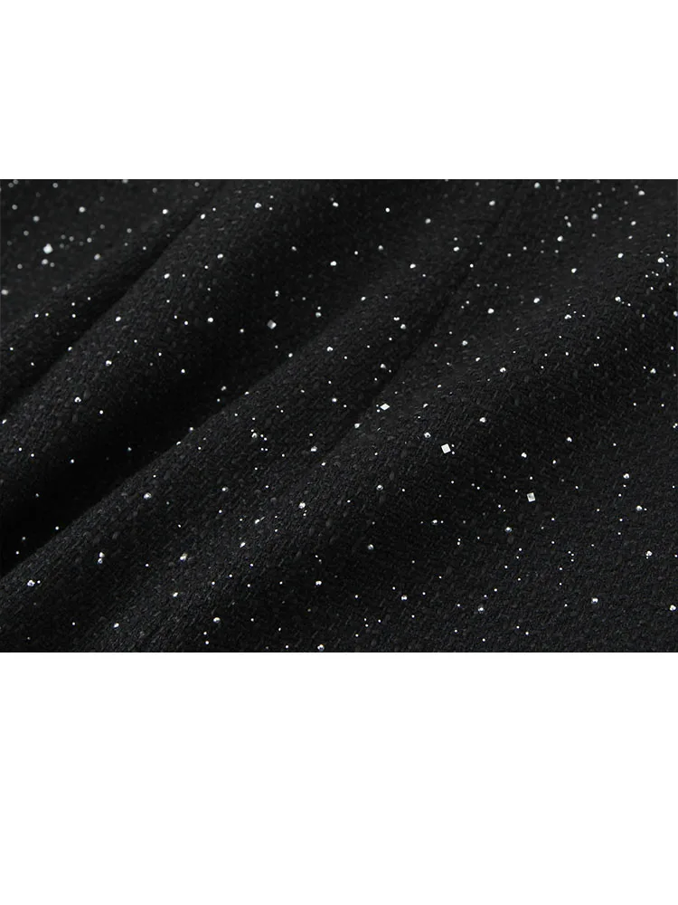 Hh moda feminina pequena fragrância lantejoulas retalhos blazer feminino high street casual lapela duplo breasted jaqueta de manga comprida