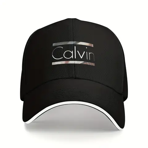 1 Calvin baseball cap - adjustable band, red and gray pattern dad hat, breathable mesh rear visor, suitable for men and women
