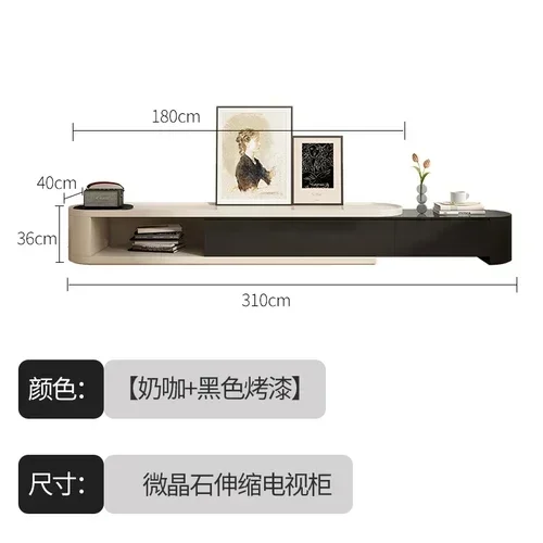 

N Microcrystalline stone coffee table new living room home modern light luxury oval retractable high-end luxury stone coffee tab