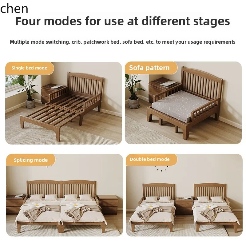 HT retractable single bed with guardrail 90cm wide 1.2 meters solid wood bed small apartment pull-out bed