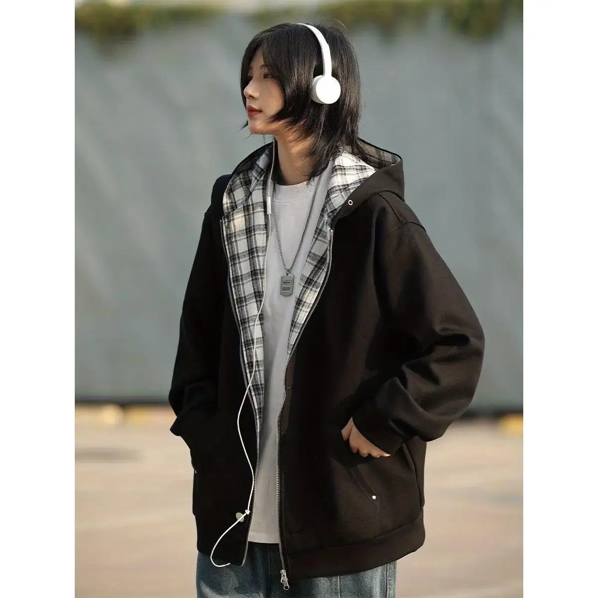 

Ретро-кардиган в японском стиле с капюшоном, повседневный, осенний, новый, свободного кроя, простой, универсальный, модная верхняя одежда, куртка с капюшоном