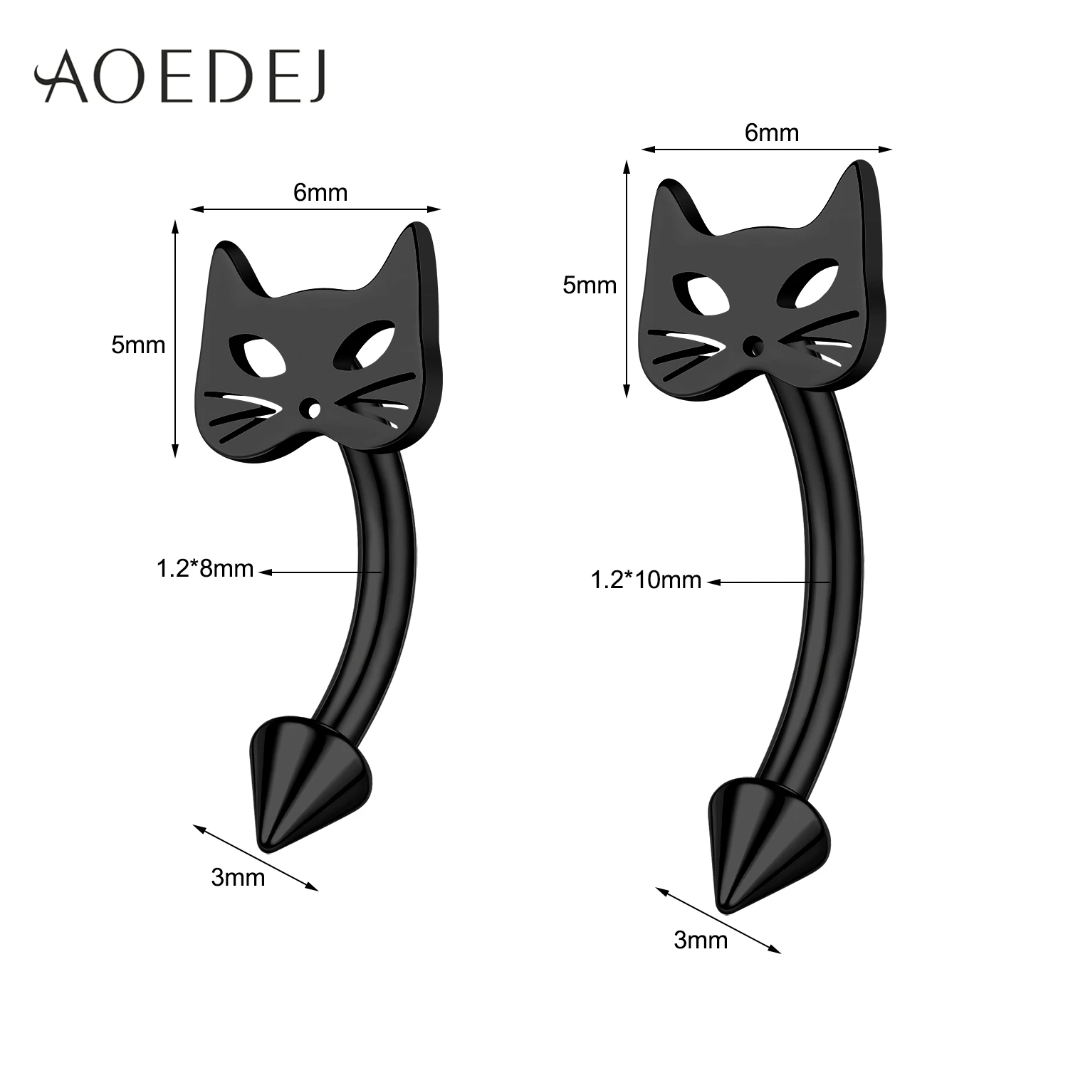 AOEDEJ 1 PC Punk Gothic Style 16G Stainless Steel Eyebrow Rings 8/10MM Curved Eyebrow Piercing Halloween Body Piercings Jewelry