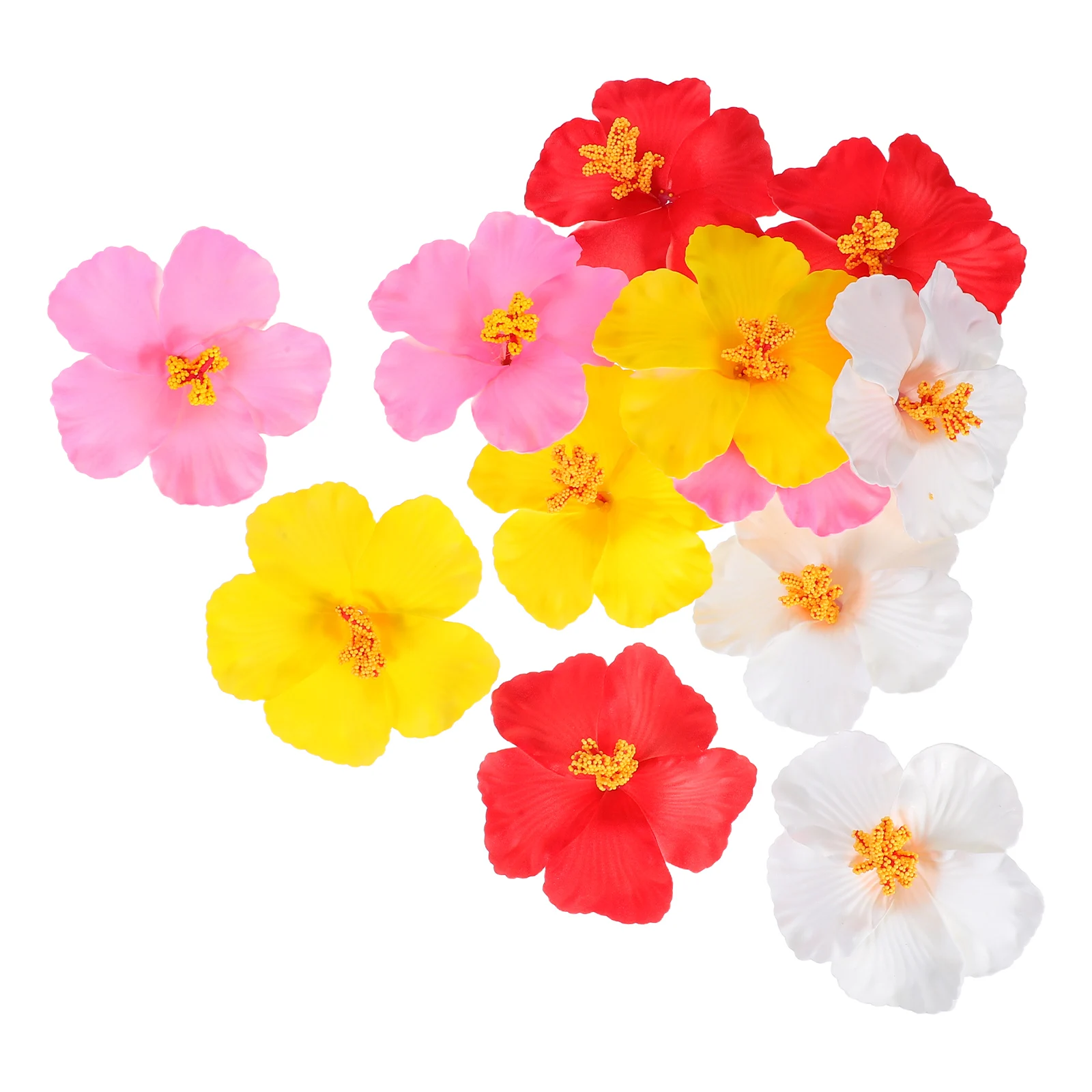 

12 Pcs Hibiscus Artificial Flowers Tropical Decor Party Favors Weddings Hawaiian Flower Bouquet For Tables Cakes Home