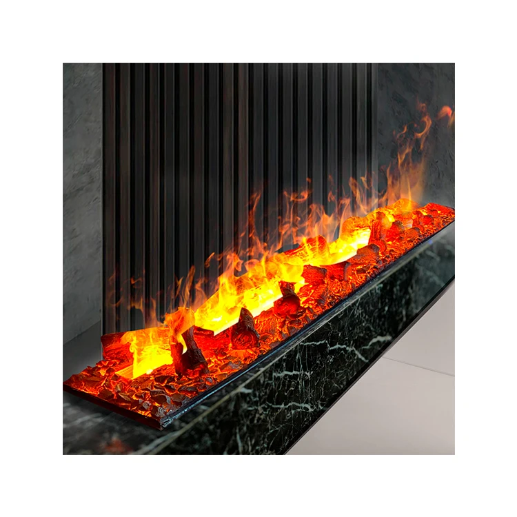 

Электрический камин с имитацией угольного пламени, современный встраиваемый, с 3D-эффектом реалистичного пламени, дистанционным управлением и регулируемым термостатом