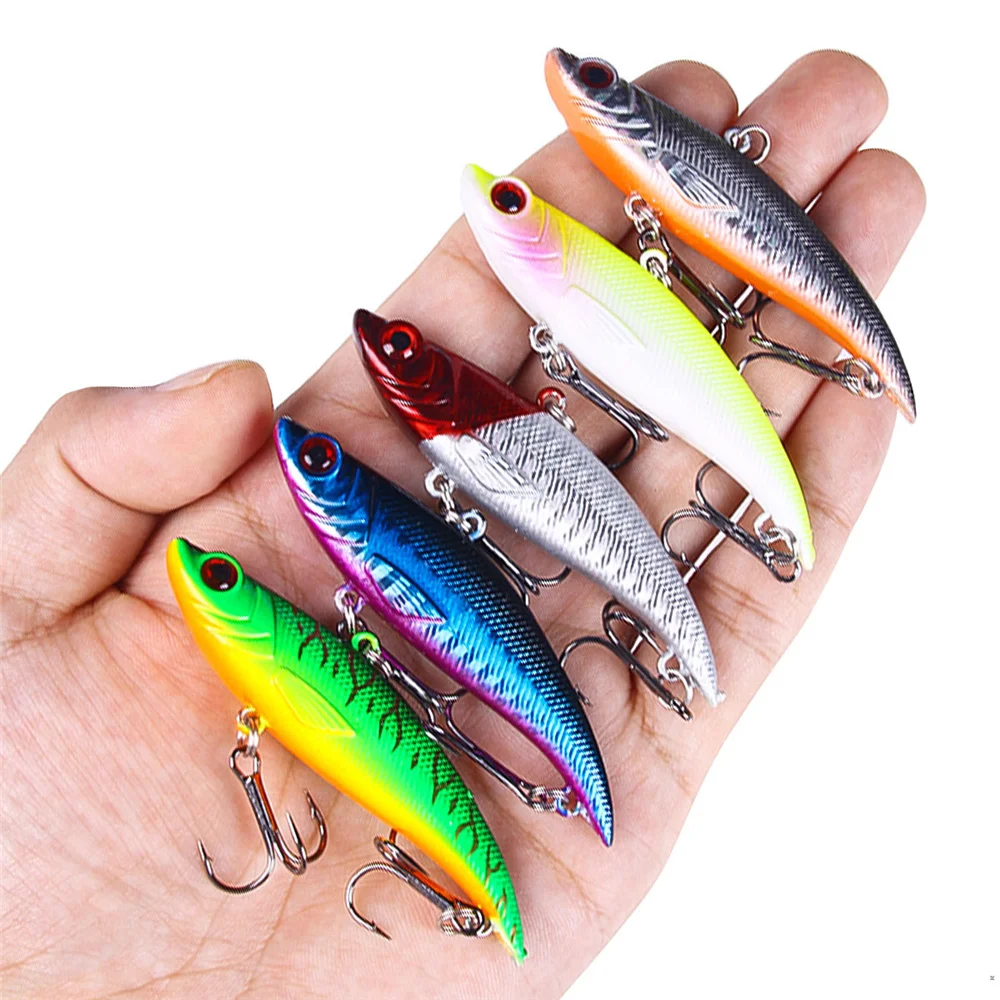 1Pcs Sinking Fishing Lure 7.5cm 12.8g Artificial Hard VIB Bait Treble Hooks Peche Bass Pike Trolling Winter Ice Fishing Tackle