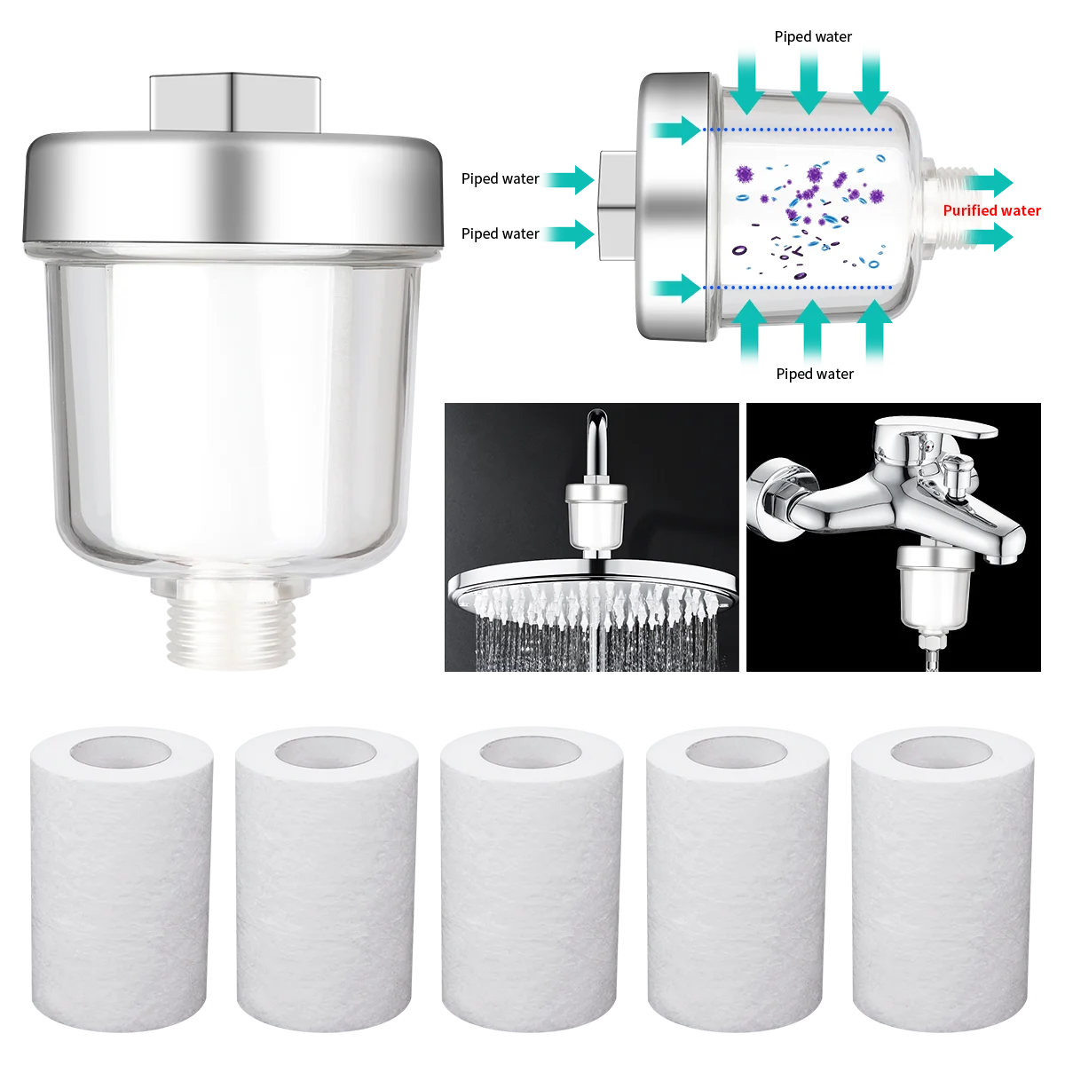 1 Set Water Outlet Purifier Universal Faucet Filter For Kitchen Bathroom Shower Household Filter PP Cotton High Density Practica