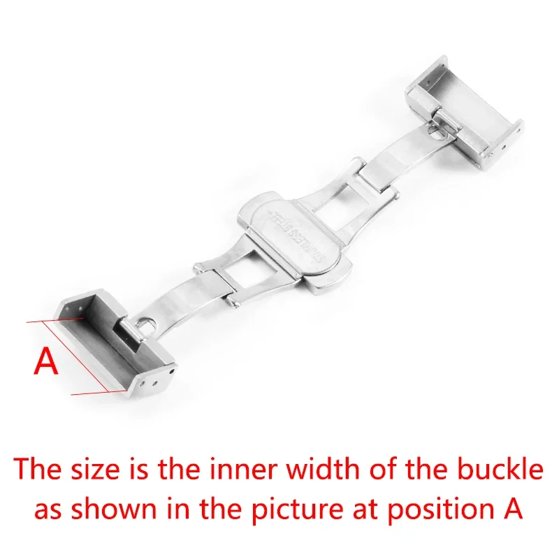 Solid Stainless Steel Watch Strap Men's Butterfly Double Press Buckle Back of Turtle Frosted Folding Buckle Accessories 18 20mm