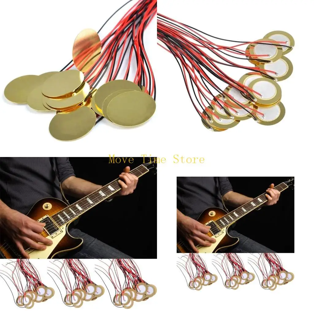 

92ME 15 шт. 20 мм/27 мм/35 мм пьезодисковый преобразователь контактный микрофон триггеры звуковой датчик с проводами для