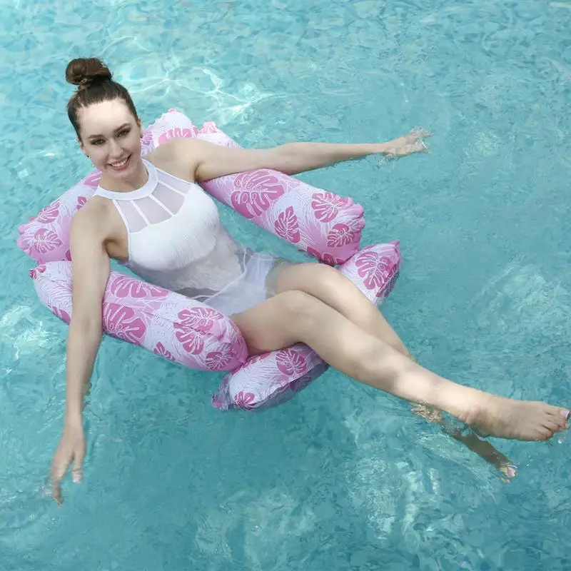 Flotadores de piscina de tamaño adulto, tumbona de 4 tubos, hamaca de agua flotante, juguetes de piscina de PVC grueso con Base de red, sillas de salón para playa