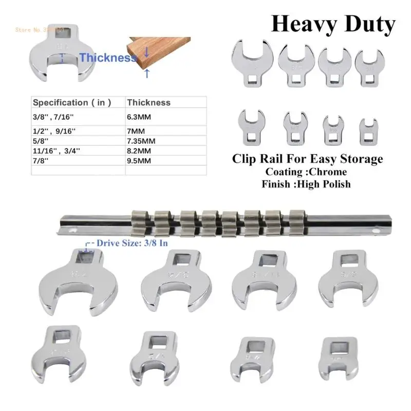 11/8Piece 3/8Inch Changeable Head Wrench Set Suitable For Various Repair Needs In Home And Workshop Wrench Dropship