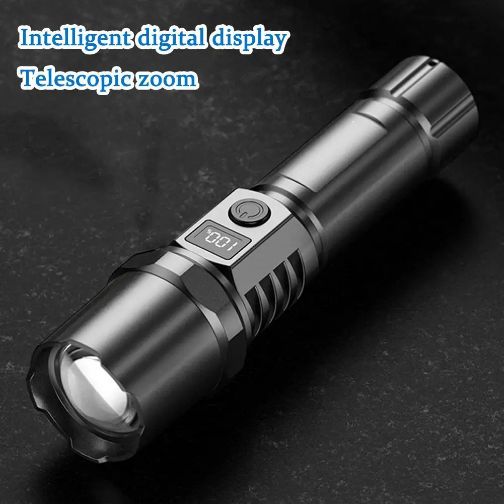 High Power Led Flashlight Rechargeable Retractable Flashlight Digital Zoom Usb Hand Light For Camping,Outdoor And Emerge