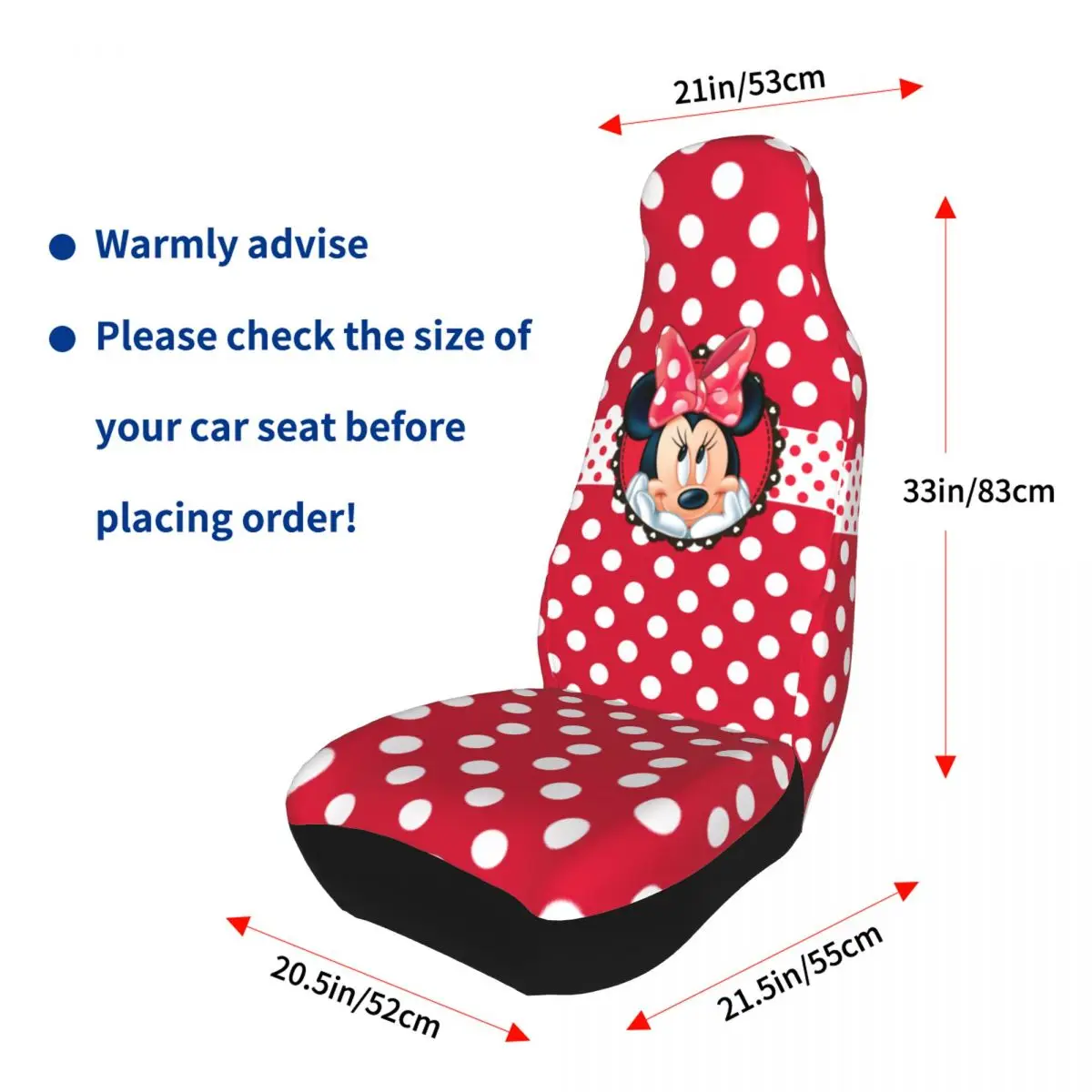 Minnie Mouse Car Protective Accessories Front Seat Covers for Vehicles Universal Fit Seat Covers for Car Suv Truck