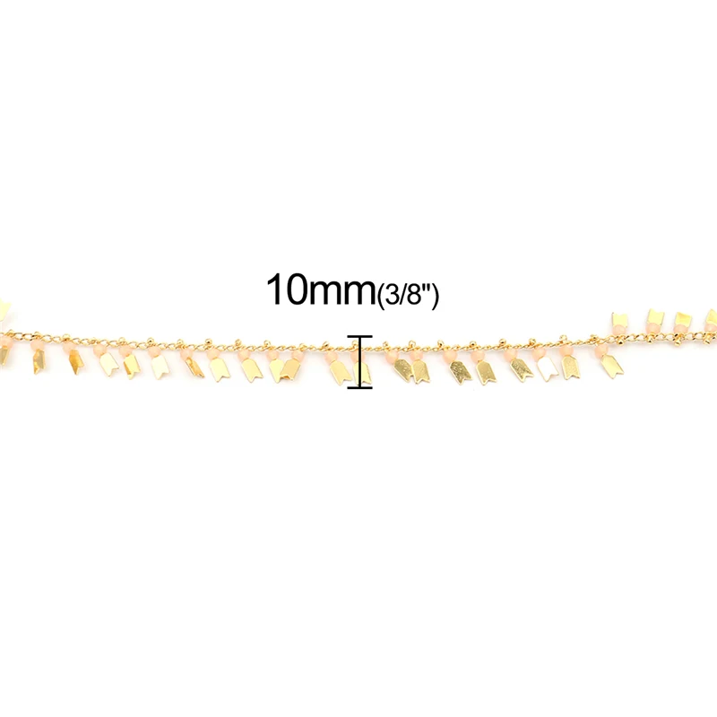 1 Meter Copper Glass Link Curb Chain 10x3mm Arrowhead Gold Color Apricot Beige For DIY Jewelry Making Findings