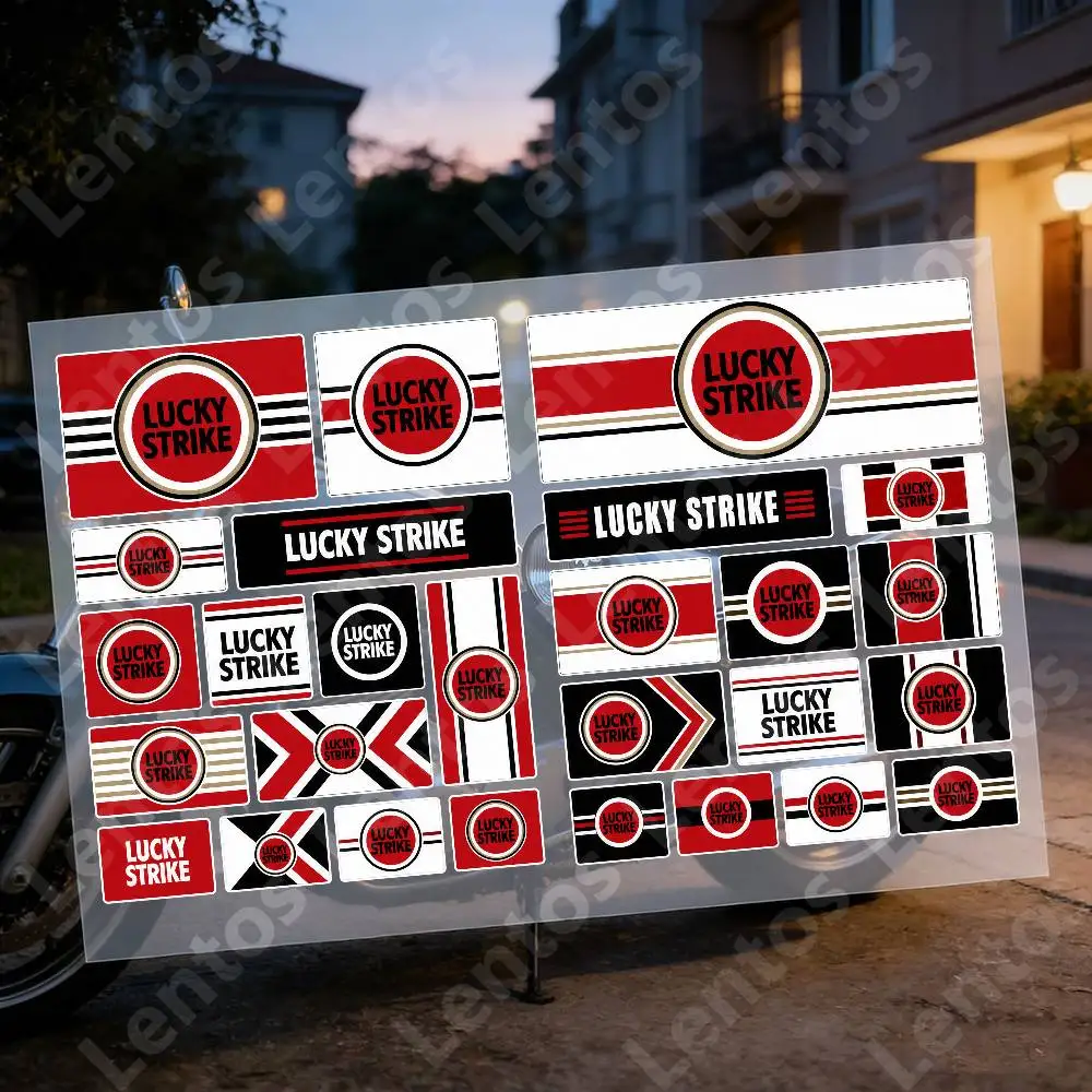 L-luc-ky S-tri-ke Motorcycle Reflective Stickers Waterproof Decals For Helmet Scooter Fuel Tank Toolbox Racing