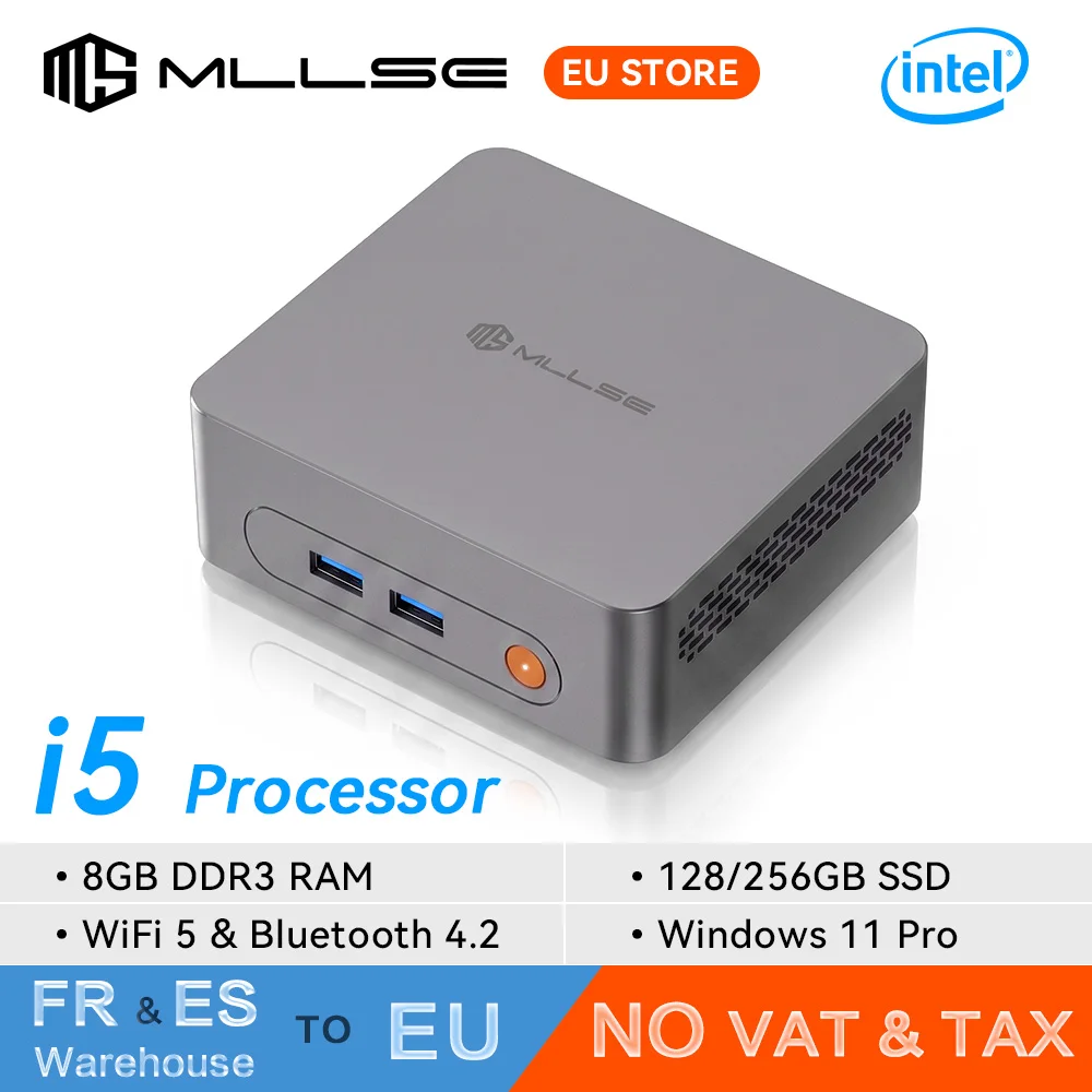 Mini PC MLLSE M3 Pro, Intel Core i5-4310U, 8GB de RAM DDR3, SSD de 128GB, Wi-Fi 5, BT 4.2, Windows 11, Mini Computadora de Escritorio