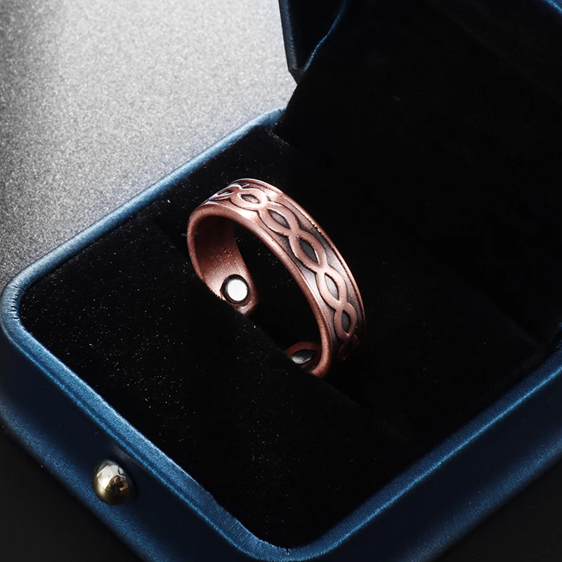 Opening Adjustable Magnetic Rings for Men Women Retro Copper Color Magnetic Ring Classic Charm Casual Party Jewelry Gift