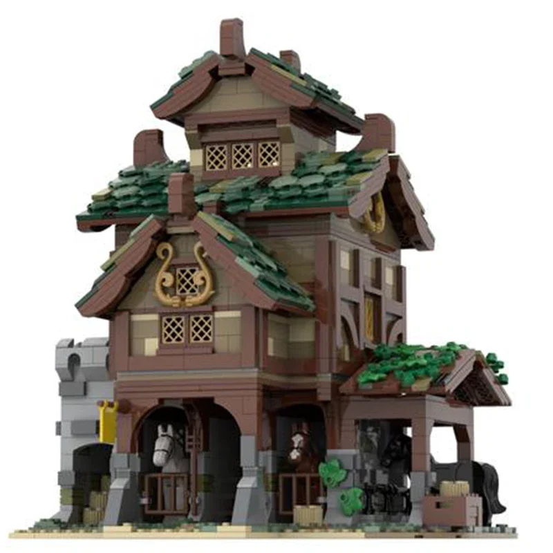 Moc Building Blocks Medieval Guard Tower And Stables Technical Bricks DIY Assembly Construction Toys For Child Holiday Gifts