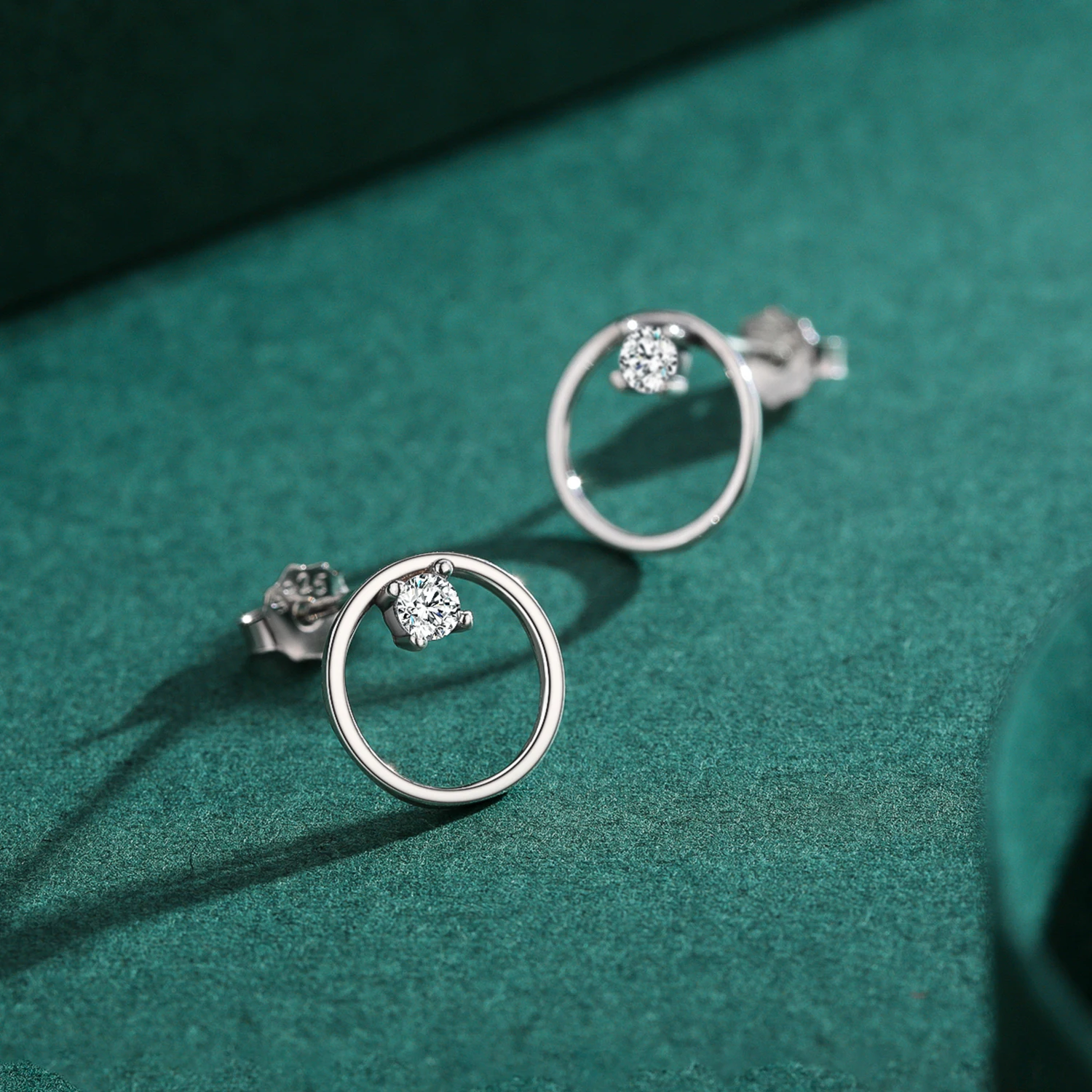 Modian 100% 925 Sterling Silver Vintage Circle Fashion Minimalist Dazzling Stud Earrings For Wedding Fine Jewelry Giftsomen W