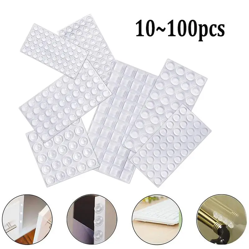 100~10PCS Door Stops Self adhesive Silicone Rubber Pads Cabinet Bumpers Rubber Damper Buffer Cushion Furniture Hardware