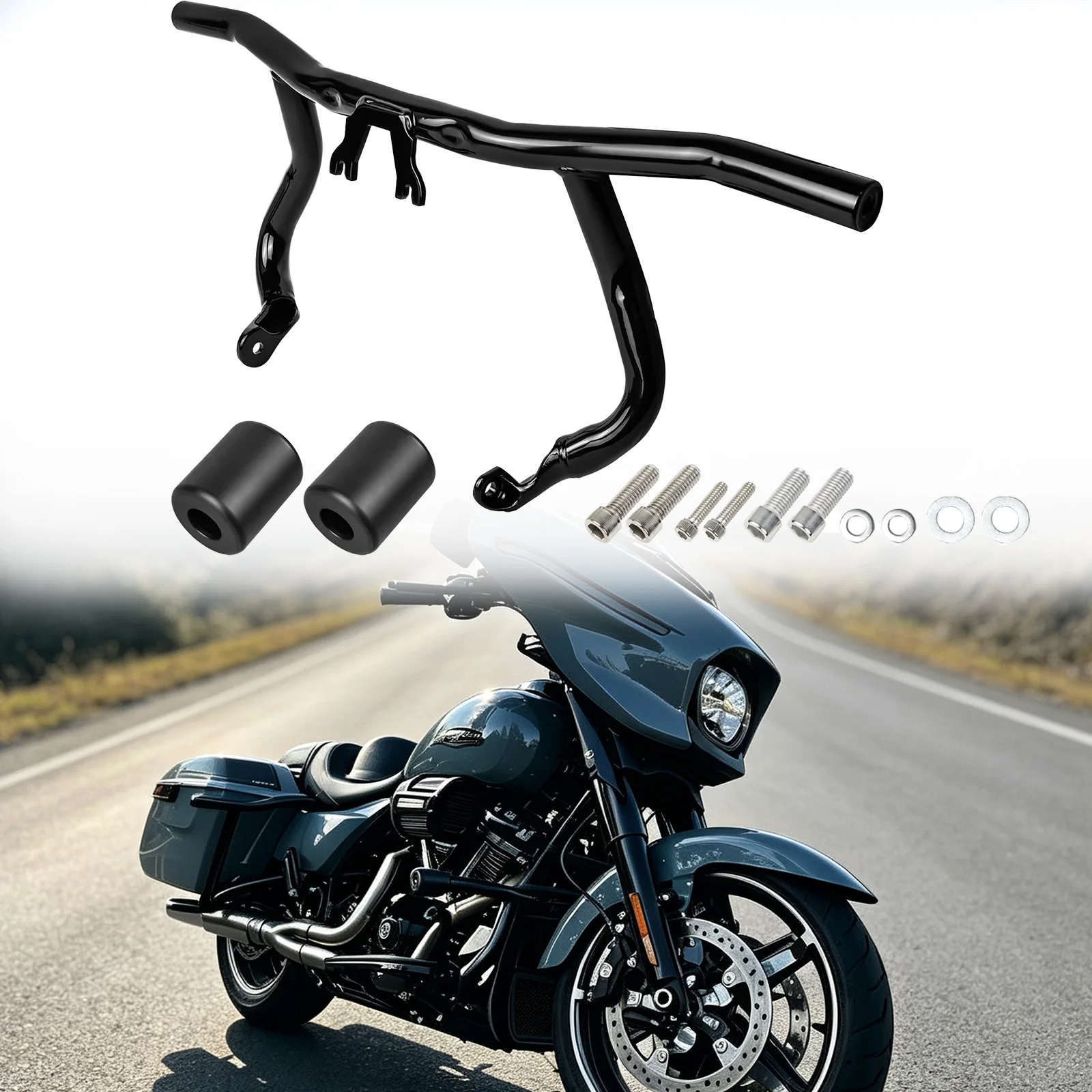 For Harley 2014-Later Street Glide Road Glide Road King FLHX FLHR Motorcycle Front Highway Crash Bar Engine Guard Flat-Out Bar