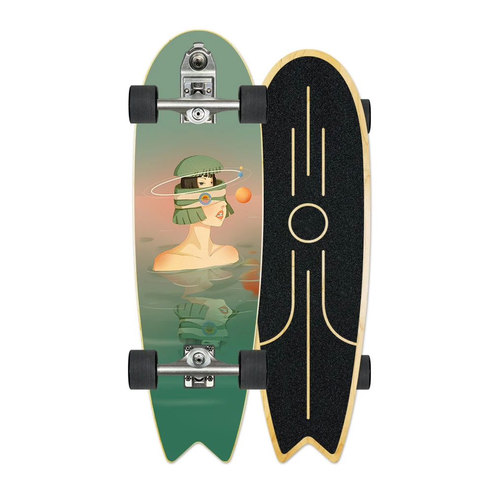 Tabla de Surf Skateboard de Madera de Arce Canadiense, Tabla de Surf de Cuatro Ruedas Tipo Drift Board