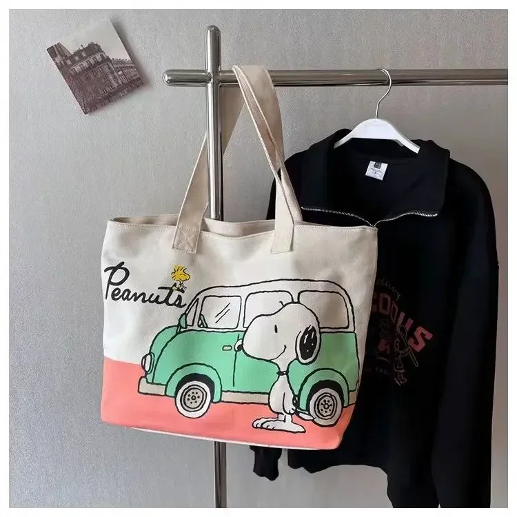 Snoopy Girl Neue niedliche Cartoon-Mode, vielseitig einsetzbar, lässig, für Reisen, leicht, große Kapazität, Aufbewahrung, tragbare Umhängetasche aus Segeltuch – Detail 10