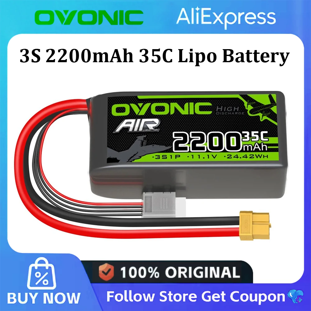 OVONIC 2200mAh 3S 35C 11.1V batterie Lipo XT60 pour hélicoptère RC quadrirotor FPV pièces de Drone de course