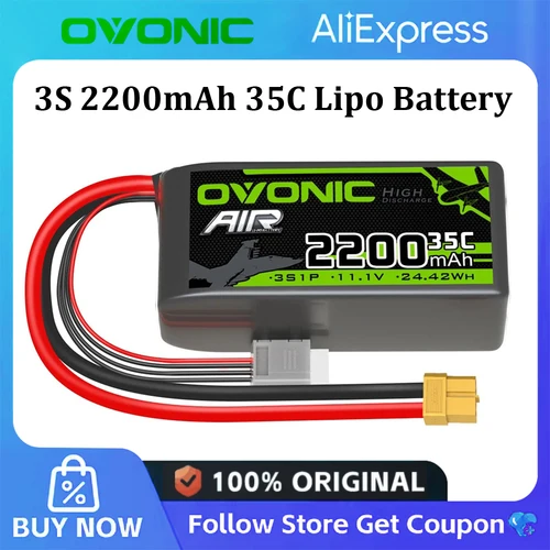 OVONIC 2200mAh 3S 35C 11,1 V Lipo batería XT60 para RC helicóptero Quadcopter FPV piezas de drones de carreras