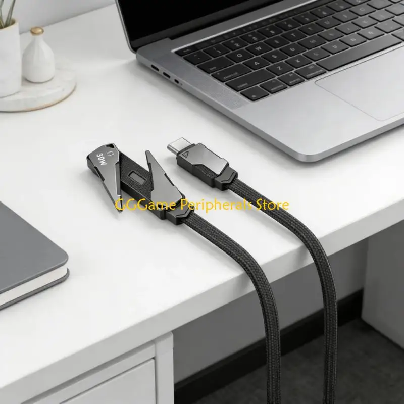 

U55B 2Pcs Type C Zinc Alloy Reinforced Data Cable 240W/30W Build In Adjustable Phone Stand For Smartphones And Tablets
