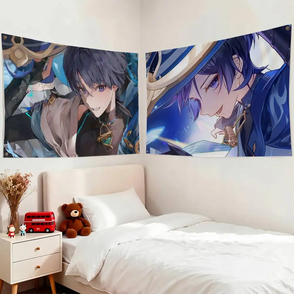 Popular Game Genshin Cool Wanderer Flags for Bedrooms Home Decor Items Outdoor Decors Garage Decoration Flaga