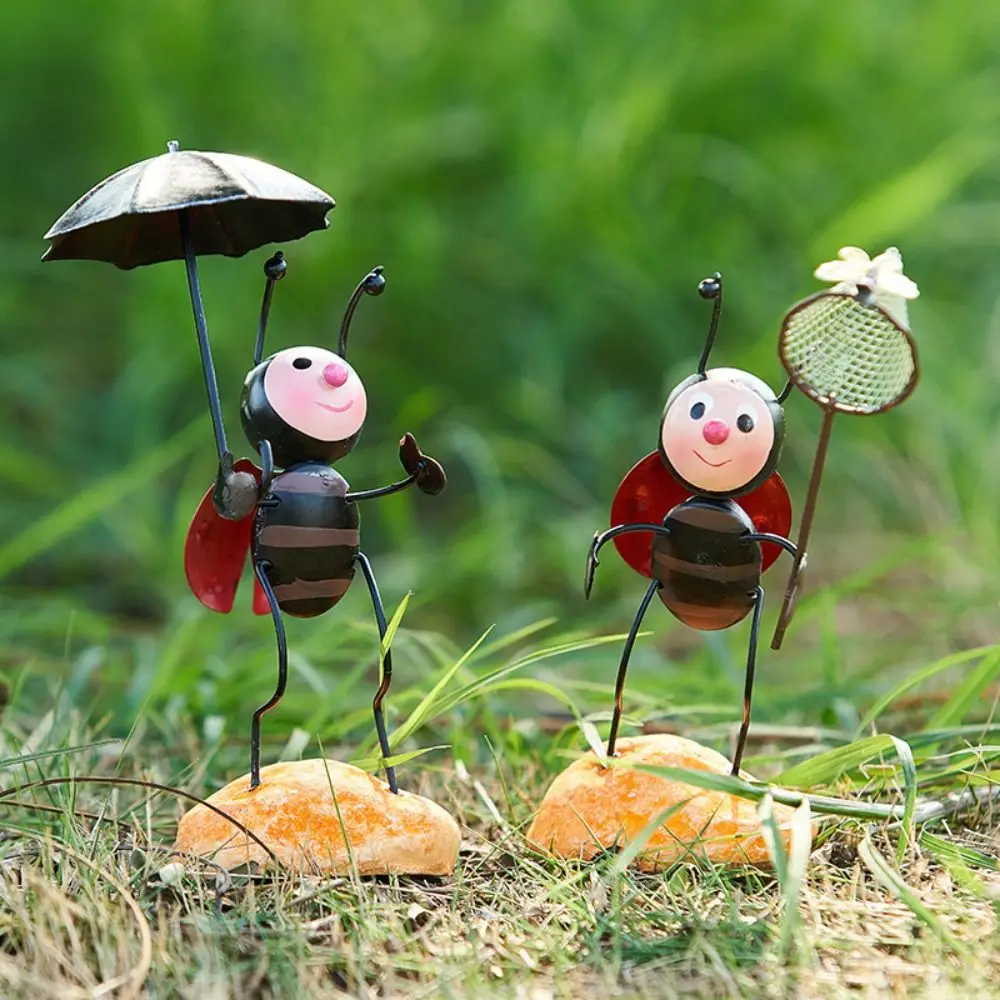 Creative Small Desktop Decoration Metal Gardening Simulation Ladybug Beetle Dolls Animal Model Ladybug Ornaments