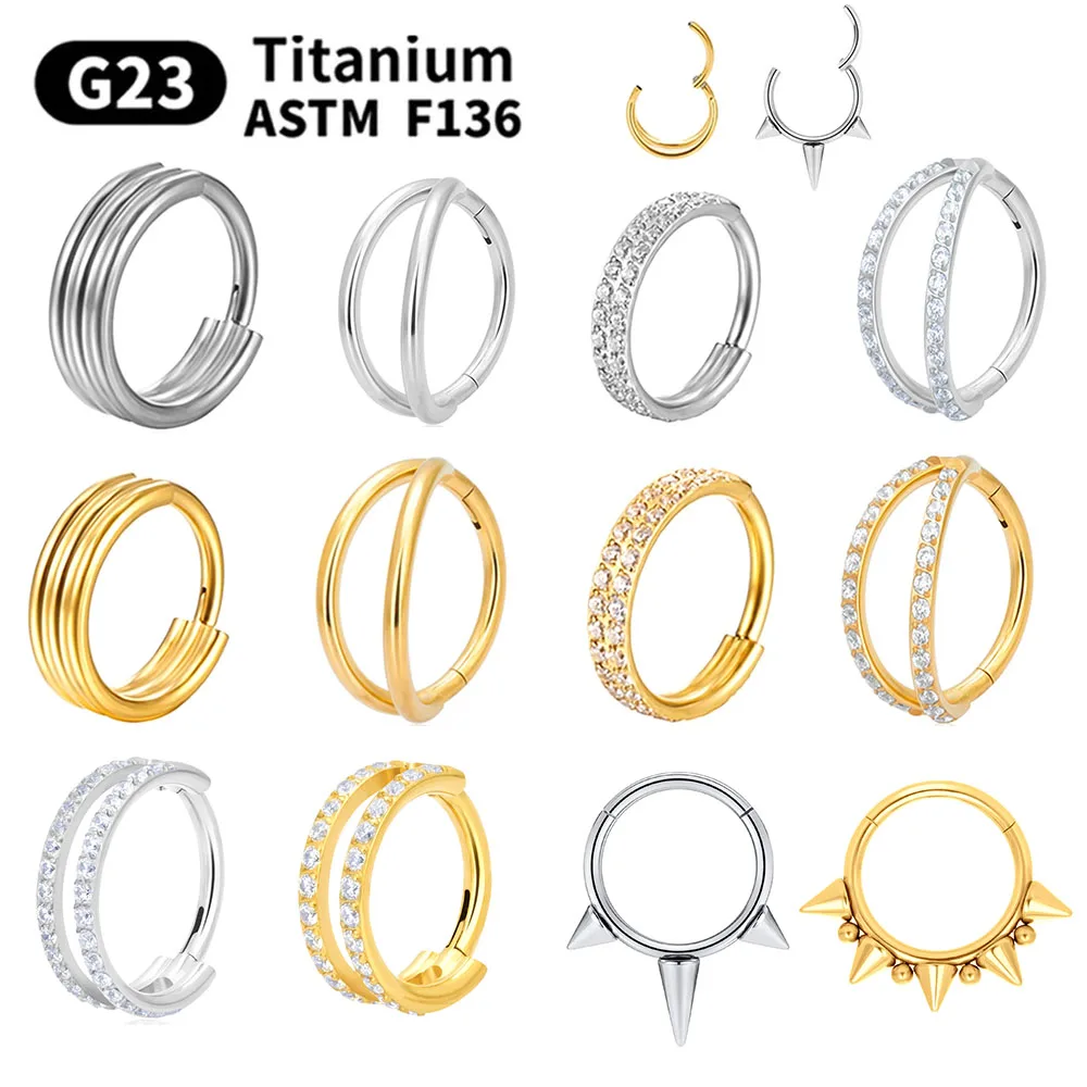 G23 Titanium Piercing Nose Ring earrings For Women Zircon Nose Labret Ear Ring Tragus Cartilage ASTM F136 Body Jewelry