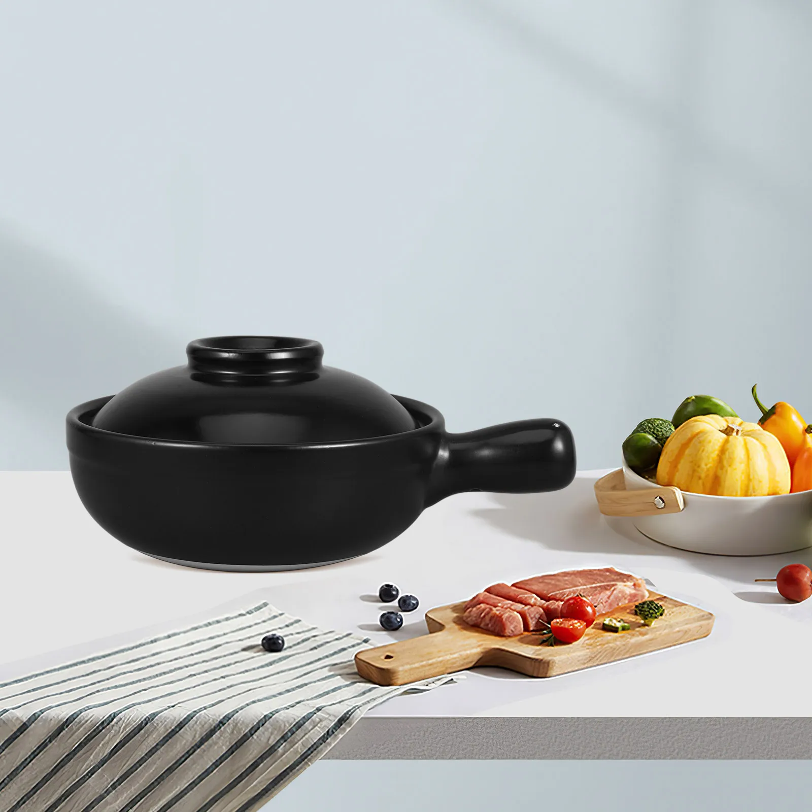 

900 мл китайская глиняная кастрюля с крышкой, глиняная посуда с одной ручкой, кастрюля для рисовой каши, рагу, плита, микроволновая печь, совместимая